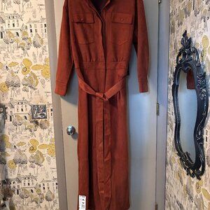 New Barkwood x Eloquii Brown Wide Leg Faux Suede JUMPSUIT, Size 20 NWT